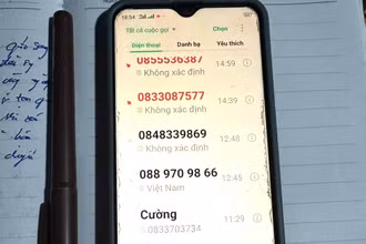 Các số điện thoại mà đối tượng gọi nhiều lần để lừa đảo chiếm đoạt tiền của người phụ nữ ở Quảng Bình