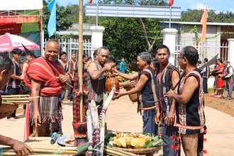 Phục dựng không gian văn hóa của đồng bào dân tộc S’Tiêng huyện Bù Đăng, tỉnh Bình Phước. (Ảnh BPTV)