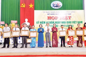 Lãnh đạo tỉnh Vĩnh Long tuyên dương các Nhà giáo Ưu tú.