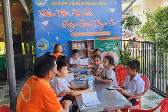 “Điểm chờ an toàn đồng hành cùng em” đặt tại Nhà sinh hoạt cộng đồng khu dân cư số 1, phường Hòa Thọ Tây, quận Cẩm Lệ.