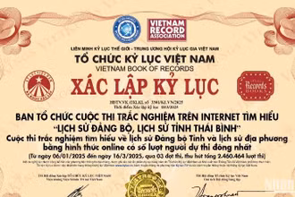 Tổ chức Kỷ lục Việt Nam xác lập kỷ lục về cuộc thi tìm hiểu "Lịch sử Đảng bộ, lịch sử tỉnh Thái Bình".