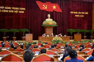 Quang cảnh Phiên khai mạc Hội nghị Trung ương lần thứ chín, khóa XIII. (Ảnh: ĐĂNG KHOA)