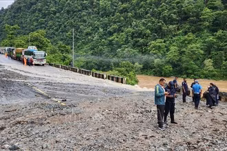 Hiện trường vụ lở đất tại huyện Chitwan, Nepal, ngày 12/7/2024. (Ảnh: THX/TTXVN)