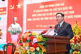 Chủ tịch Quốc hội Vương Đình Huệ phát biểu chỉ đạo tại buổi làm việc. (Ảnh: DUY LINH)