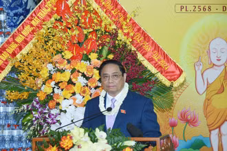 Thủ tướng Phạm Minh Chính phát biểu ý kiến tại Đại lễ Phật đản.