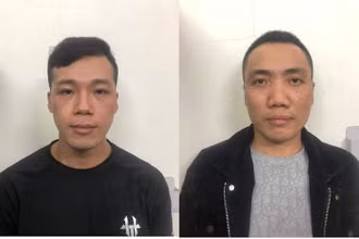 Hai đối tượng Huy và Lương tại cơ quan Công an.