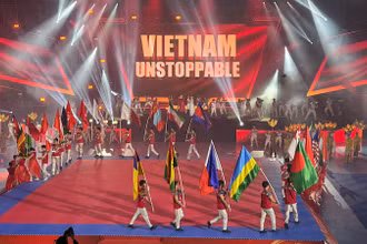 Quang cảnh lễ khai mạc Giải Taekwondo Cảnh sát Châu Á mở rộng năm 2024. 