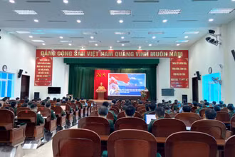 Quang cảnh Hội nghị thông tin, tuyên truyền về biển, đảo và "Quỹ vì biển, đảo Việt Nam" năm 2023.