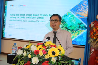 Phó trưởng Ban Pháp chế VCCI Phạm Ngọc Thạch trình bày tham luận tại hội thảo.