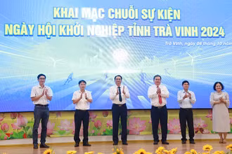 Nghi thức khai mạc chuỗi sự kiện Ngày hội khởi nghiệp tỉnh Trà Vinh.