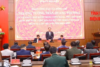 Phó Chủ tịch Quốc hội Trần Quang Phương phát biểu tại buổi làm việc với Thường trực Tỉnh ủy Điện Biên.