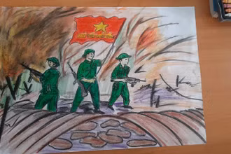 Tranh vẽ dự thi của học sinh Trường Tiểu học Noong Hẹt, huyện Điện Biên, tỉnh Điện Biên.