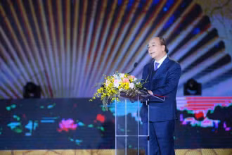 Chủ tịch nước Nguyễn Xuân Phúc phát biểu tại buổi lễ.
