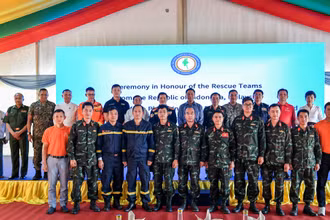 Lễ tri ân lực lượng cứu hộ động đất đến từ các quốc gia trong khu vực ASEAN, bao gồm Việt Nam, Indonesia, Malaysia, Philippines và Singapore.