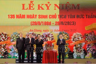 Chủ tịch nước Võ Văn Thưởng dự Lễ kỷ niệm 135 năm Ngày sinh Chủ tịch Tôn Đức Thắng