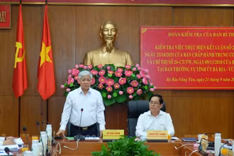 Đồng chí Đỗ Văn Chiến và đồng chí Phạm Viết Thanh chủ trì buổi làm việc.