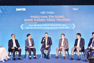 Quang cảnh hội thảo “Tháo van tín dụng-Khơi thông tăng trưởng”.