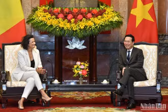 Chủ tịch nước Võ Văn Thưởng tiếp Chủ tịch Thượng viện Vương quốc Bỉ Stephanie D’Hose.