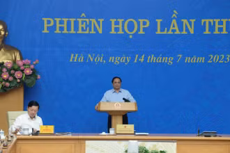 Thủ tướng Phạm Minh Chính phát biểu ý kiến tại Phiên họp lần thứ 4 Ban Chỉ đạo Quốc gia triển khai thực hiện cam kết của Việt Nam tại COP26. (Ảnh: Thanh Giang)