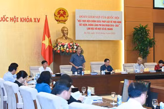 Quang cảnh buổi làm việc giữa Đoàn giám sát Quốc hội với Bộ Tài chính về thực hành tiết kiệm, chống lãng phí.