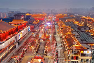 Khu chợ đêm Đại Đường ở thành phố Tây An, tỉnh Thiểm Tây, miền bắc Trung Quốc. (Ảnh: Sohu)