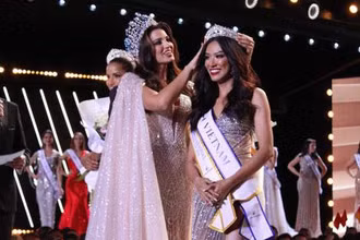 Nguyễn Huỳnh Kim Duyên nhận tiara Á hậu 2. (Ảnh: Global beauty)