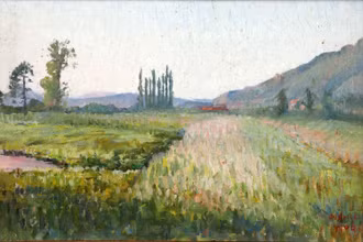 “Phong cảnh với cây bách (Menthon-Saint-Bernard)”, năm 1906.