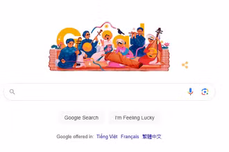 Hình vẽ đờn ca tài tử trên trang chủ Google. (Ảnh chụp màn hình)