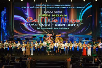 Đợt 2 của Liên hoan Ca múa nhạc toàn quốc năm 2024 quy tụ gần 1.500 nghệ sĩ, diễn viên, kỹ thuật viên của 24 đơn vị nghệ thuật ca múa nhạc trên cả nước tham gia. (Ảnh: Ban tổ chức)