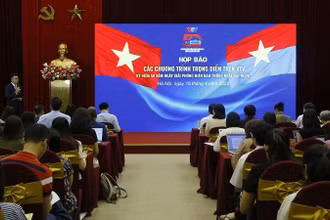 Họp báo về chuỗi chương trình trọng điểm trên VTV kỷ niệm 50 năm Ngày Giải phóng miền nam, thống nhất đất nước. (Ảnh: VTV)
