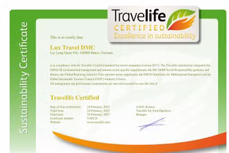 Lux Travel DMC đạt chứng nhận Travelife Certified. 