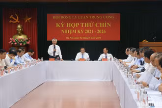 Quang cảnh Kỳ họp thứ chín Hội đồng Lý luận Trung ương nhiệm kỳ 2021-2026.