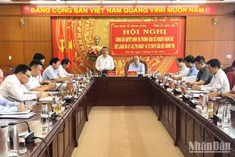 Đồng chí Nguyễn Hồng Sơn, Phó trưởng Ban Kinh tế Trung ương, Trưởng Đoàn giám sát phát biểu tại hội nghị.