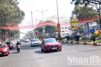 Thành phố Buôn Ma Thuột trang trí các tuyến đường chính để đón Tết Nguyên đán Ất Tỵ 2025.