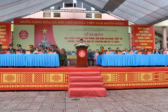 Các đại biểu dự Lễ ra quân thực hiện đợt cao điểm tấn công trấn áp tội phạm, bảo đảm an ninh, trật tự Tết Nguyên đán Ất Tỵ 2025. 