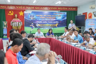 Quang cảnh buổi họp báo và bốc thăm chia bảng đấu. 