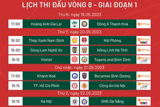 Lịch thi đấu vòng 8 V-League: Tâm điểm với Thanh Hóa gặp Hoàng Anh Gia Lai