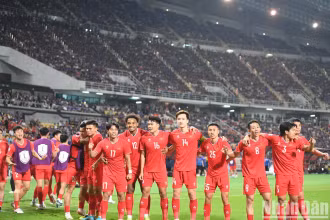 Đội tuyển Việt Nam ăn mừng chiến thắng trên sân nhà của Thái Lan tại chung kết ASEAN Cup 2024. (Ảnh: THÀNH ĐẠT)