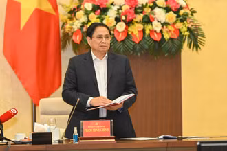 Thủ tướng Phạm Minh Chính phát biểu ý kiến tại hội nghị. (Ảnh: DUY LINH)