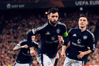 Bruno Fernandes ghi cú đúp vào lưới Athletic Bilbao. (Ảnh: MUFC)