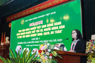 Giám đốc Học viện Nông nghiệp Việt Nam Nguyễn Thị Lan phát biểu khai mạc hội nghị. 