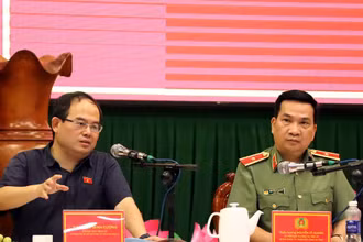 Đồng chí Quản Minh Cường, Phó Bí thư Tỉnh ủy, Trưởng Đoàn đại biểu Quốc hội tỉnh Đồng Nai phát biểu tại hội thảo. 