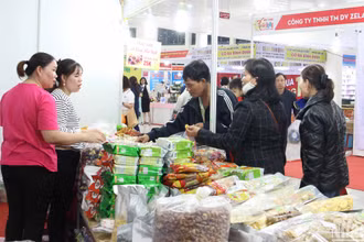 Người dân mua hàng tại Hội chợ.