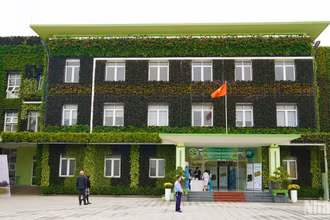 Tòa nhà xanh của Ban quản lý dịch vụ công ích thành phố Đồng Hới làm nhiều người thích thú. (Ảnh: HƯƠNG GIANG)