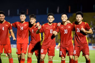 Với 2 chiến thắng liên tiếp, U19 Việt Nam chắc chắn giành quyền chơi trận chung kết. (Ảnh: VFF)