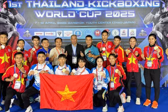 Các thành viên đội tuyển Kickboxing Việt Nam tại giải đấu. 
