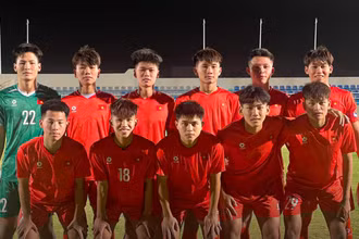 Đội hình xuất phát của U17 Việt Nam trong trận gặp U17 Oman. (Ảnh: VFF)