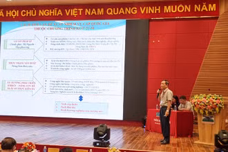 Đại diện Vụ Khoa học và Công nghệ các ngành kinh tế-kỹ thuật, Bộ Khoa học và Công nghệ báo cáo tại hội thảo. 