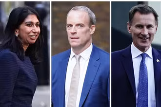 Từ trái qua: Bà Suella Braverman, ông Dominic Raab và ông Jeremy Hunt. (Nguồn: PA/TTXVN)