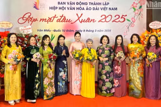Các thành viên Ban vận động thành lập Hiệp hội Văn hóa Áo dài Việt Nam.